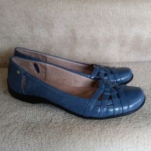 Life Stride Diverse Faux Leather Flats 9N Blue Narrow